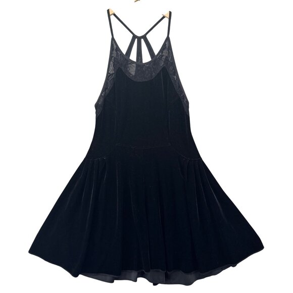 Free People Night Shade Velvet Mini Dress Black Sleeveless Strappy Halter Size S - Picture 12 of 16